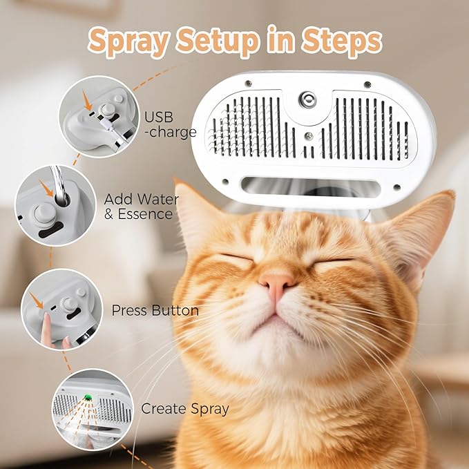 3-in-1 Pet Steam Brush | Electric Brush