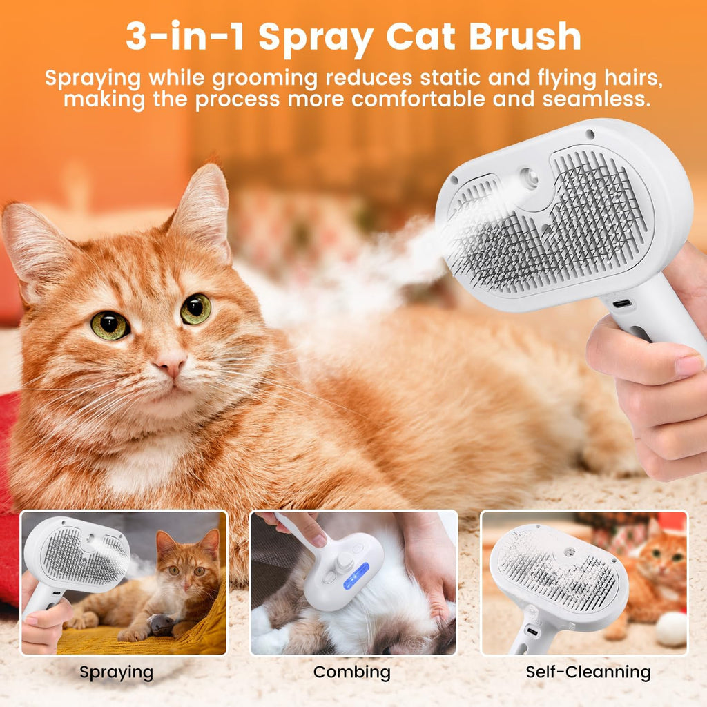 3-in-1 Pet Steam Brush | Electric Brush